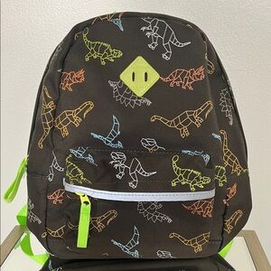 Dinosaur Print Kids Backpack - Black and Green